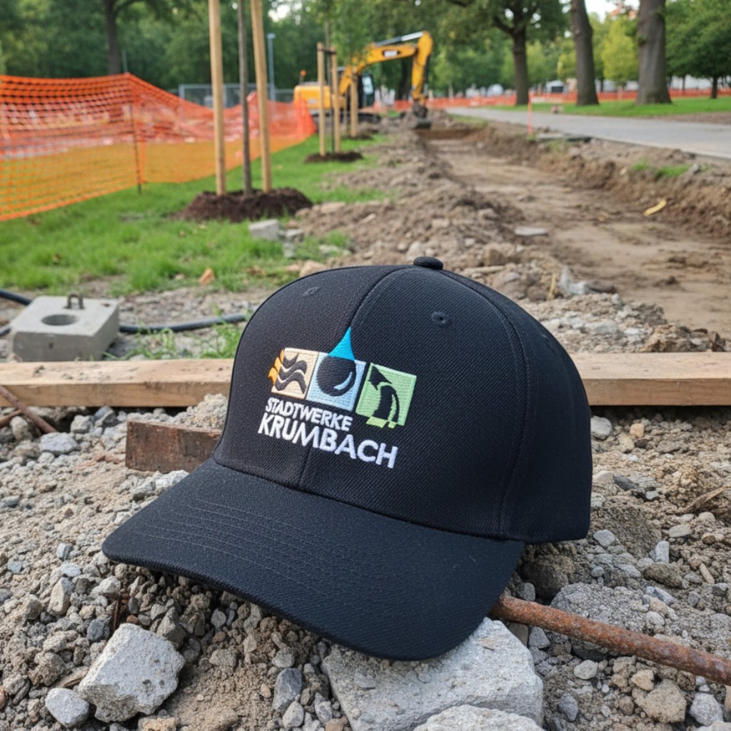 Bedruckte Caps für Stadtwerke Krumbach als Werbeartikel
