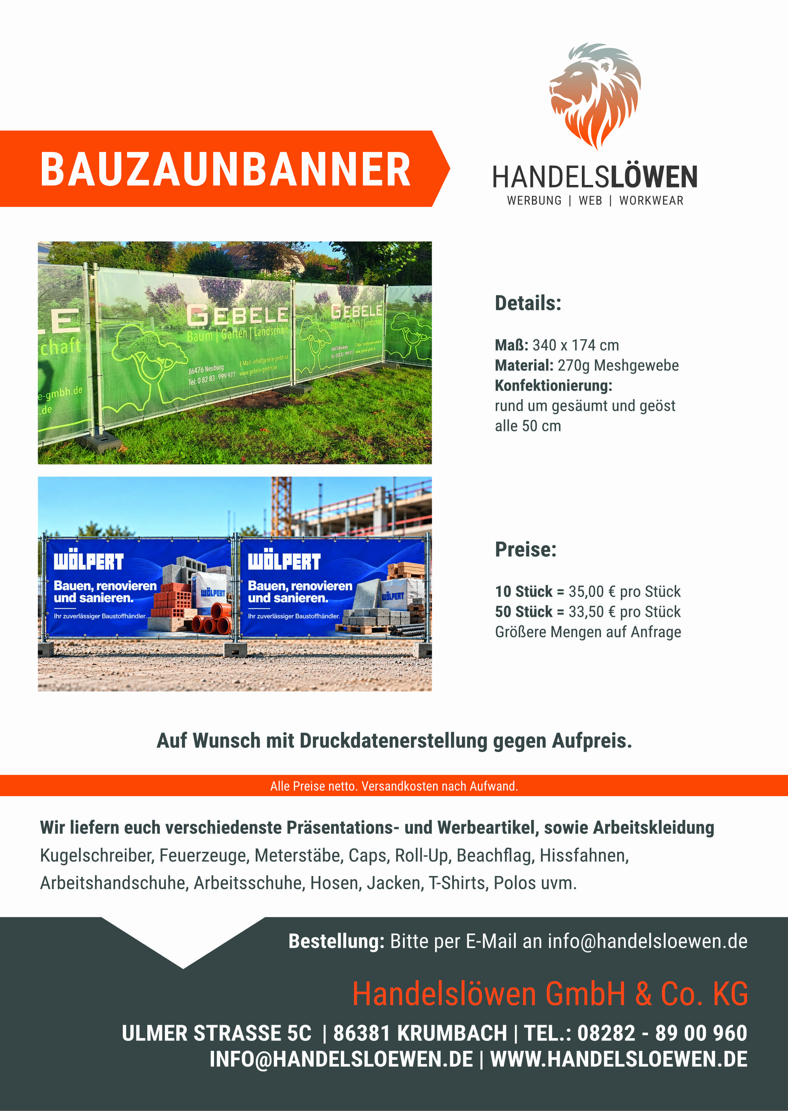 Angebot Bauzaunbanner