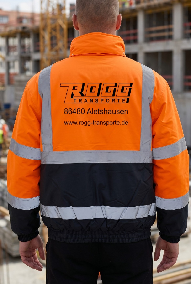 Arbeitsjacke mit Logo für Rogg Transporte in Aletshausen