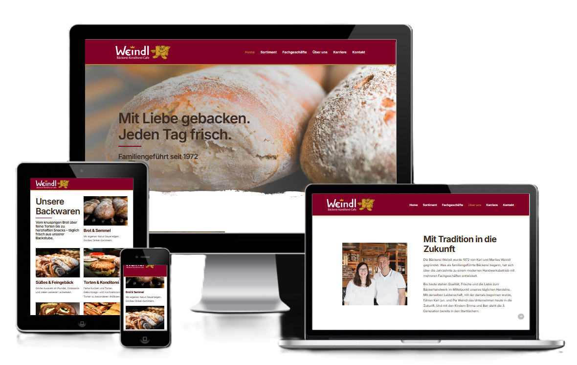 Neue Wesbite für die Bäckerei Weindl in Krumbach - Webdesign by Handelslöwen